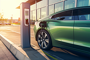 新能源汽车充电清洁能源充电桩摄影图