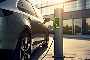 新能源汽车充电室外电车摄影图