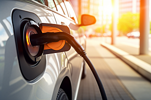新能源汽车充电环保电车摄影图