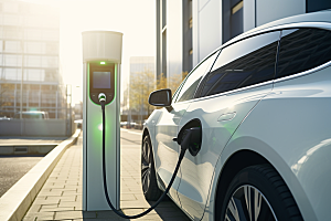 新能源汽车充电环保电车摄影图