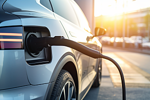新能源汽车充电清洁能源电车摄影图