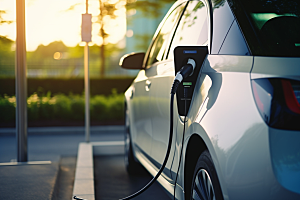 新能源汽车充电清洁能源充电桩摄影图