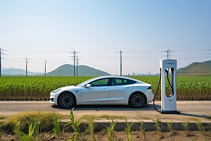 新能源汽车充电环保清洁能源摄影图