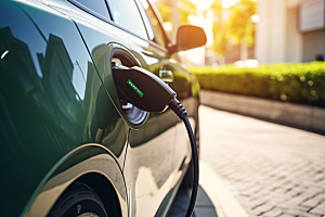 新能源汽车充电充电桩电车摄影图