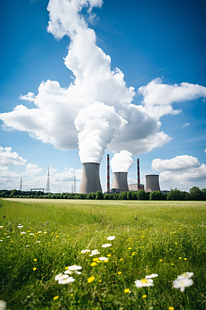 新能源发电厂核电厂清洁能源摄影图