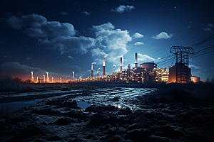 新能源发电厂清洁能源工业区摄影图