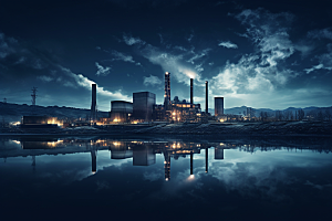 新能源发电厂高清核电厂摄影图