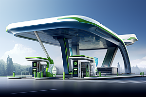 新能源充电站绿色出行低碳效果图