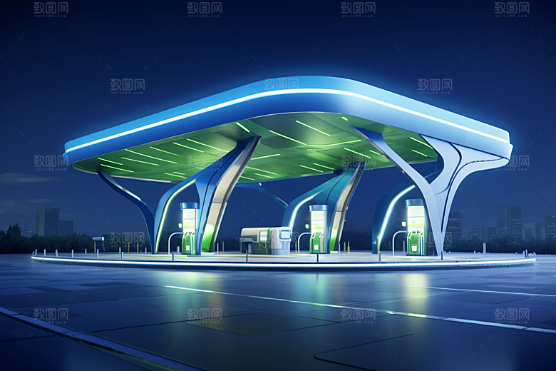 新能源充电站环保绿色出行效果图