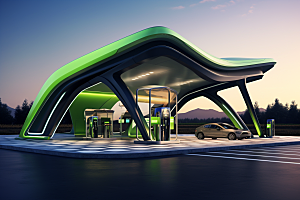 新能源充电站高端绿色出行效果图
