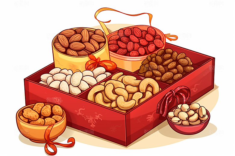 坚果礼盒美味高清插画