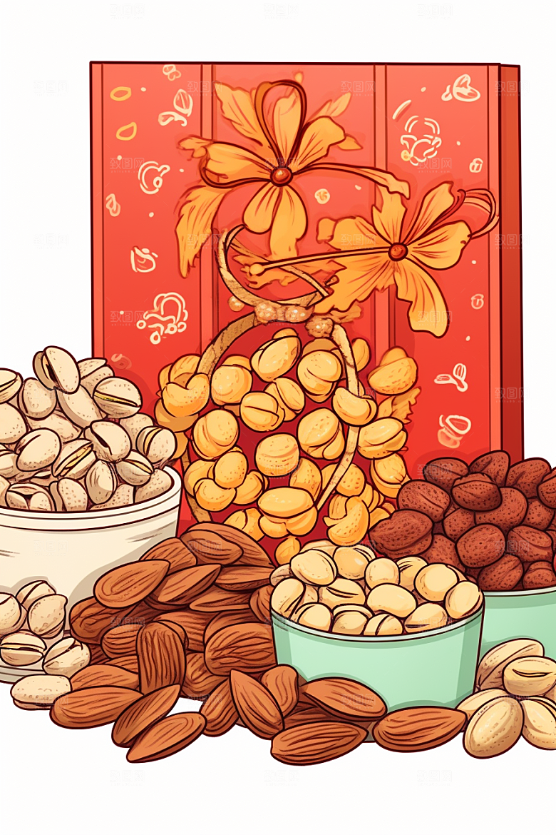 坚果礼盒干货高清插画