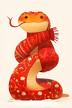 新年生肖蛇可爱插画素材