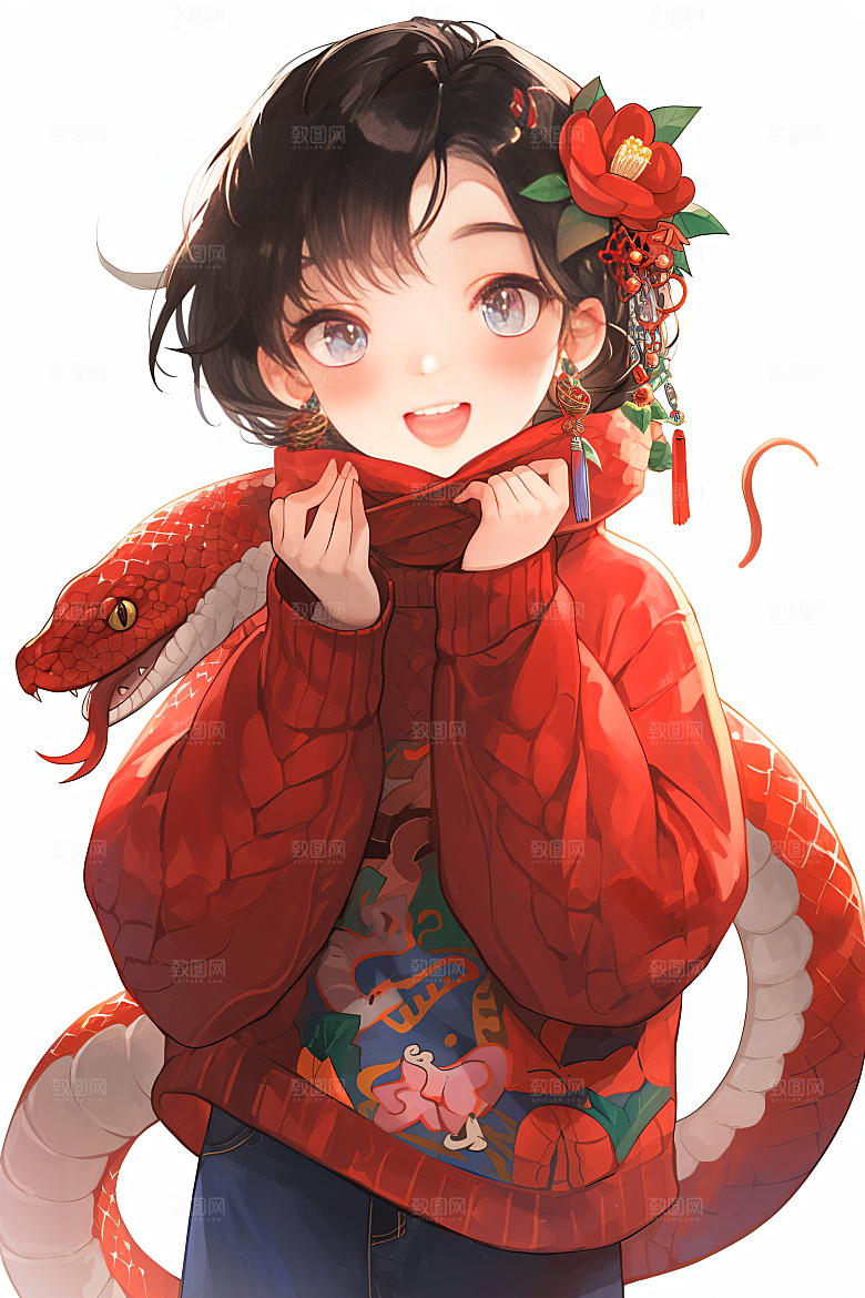 新年生肖蛇吉祥如意二十四生肖素材