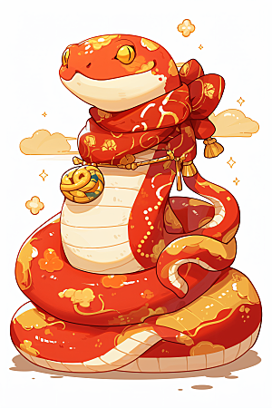 新年生肖蛇插画蛇年主题素材