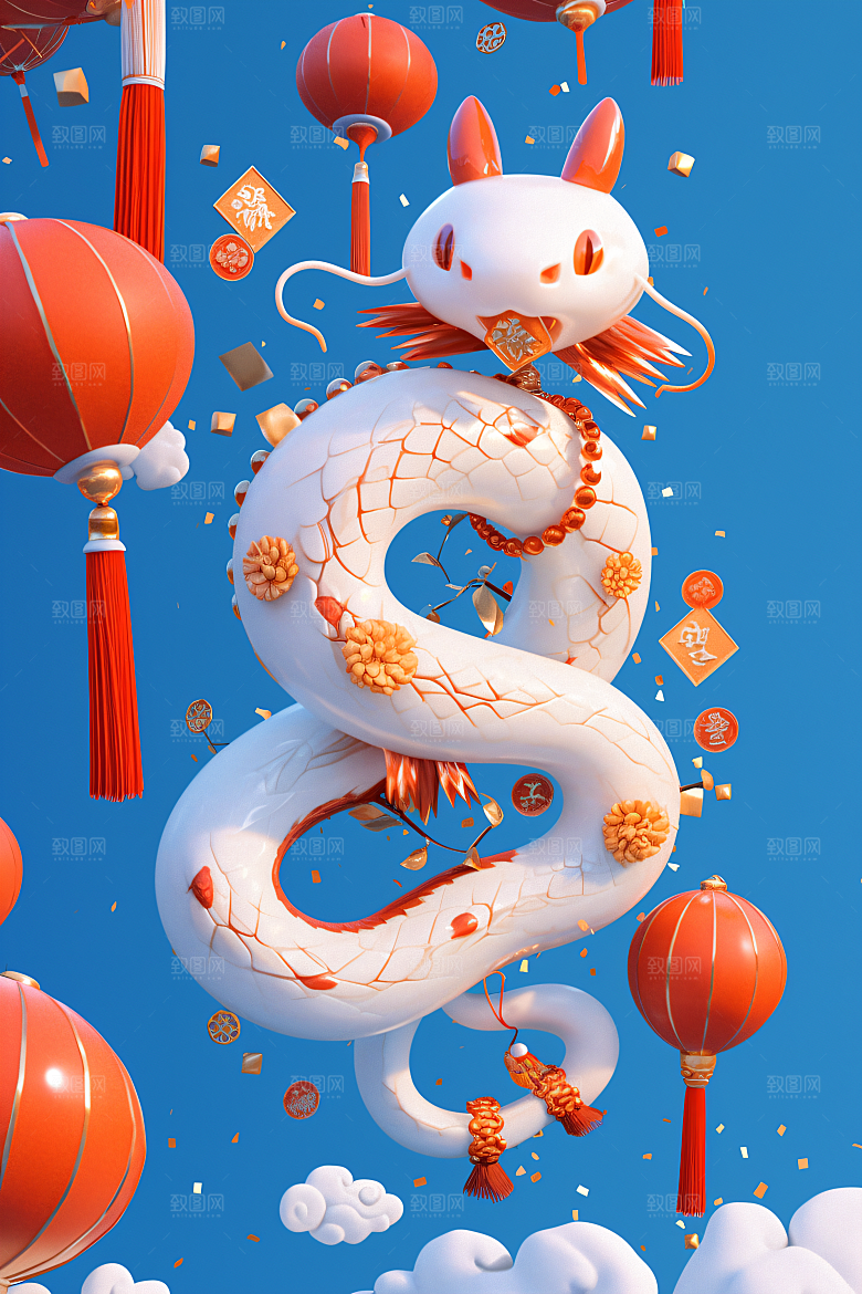 新年生肖蛇高清蛇拟人素材