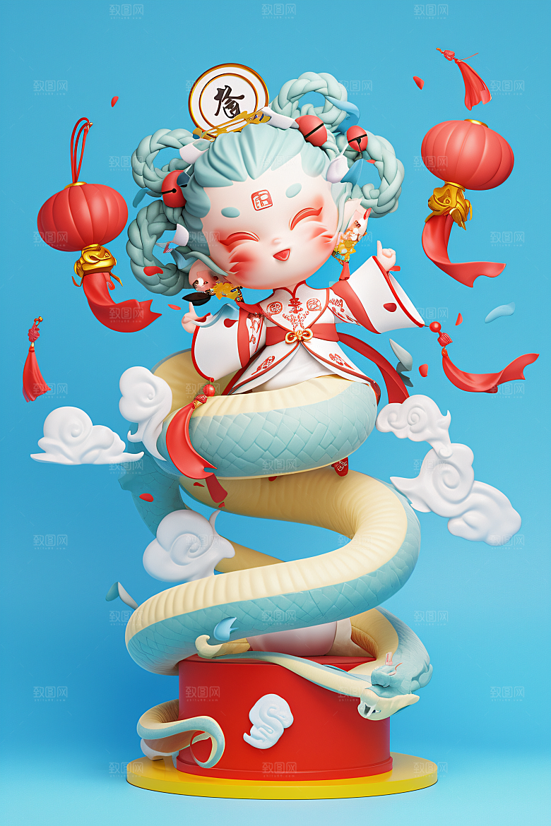 新年生肖蛇可爱吉祥如意素材