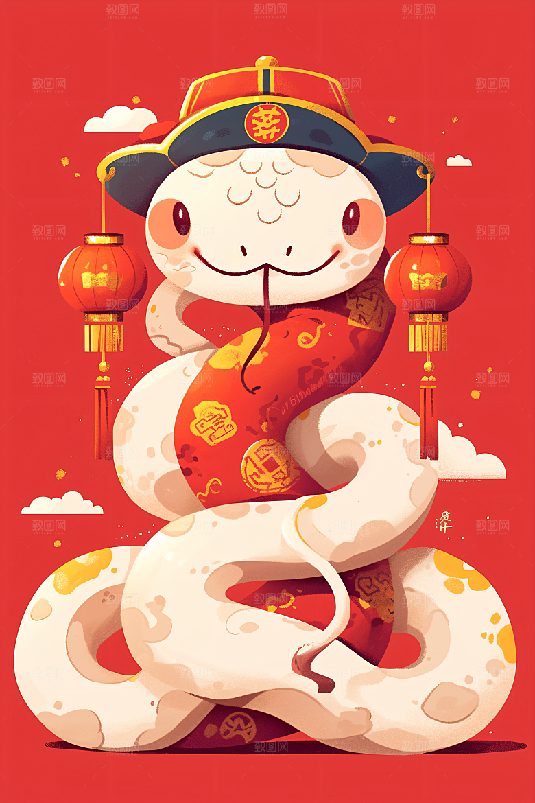新年生肖蛇过年吉祥如意素材
