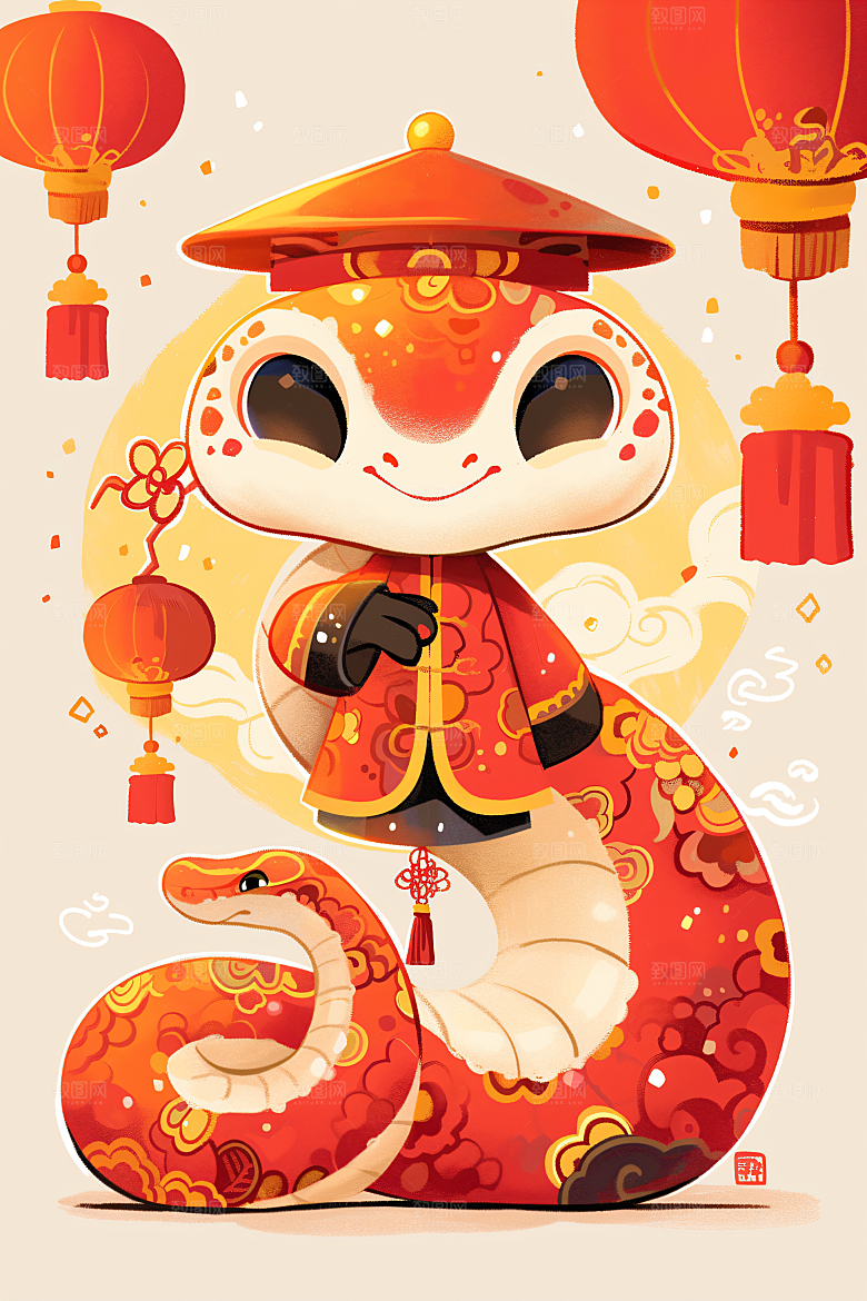 新年生肖蛇卡通喜庆素材