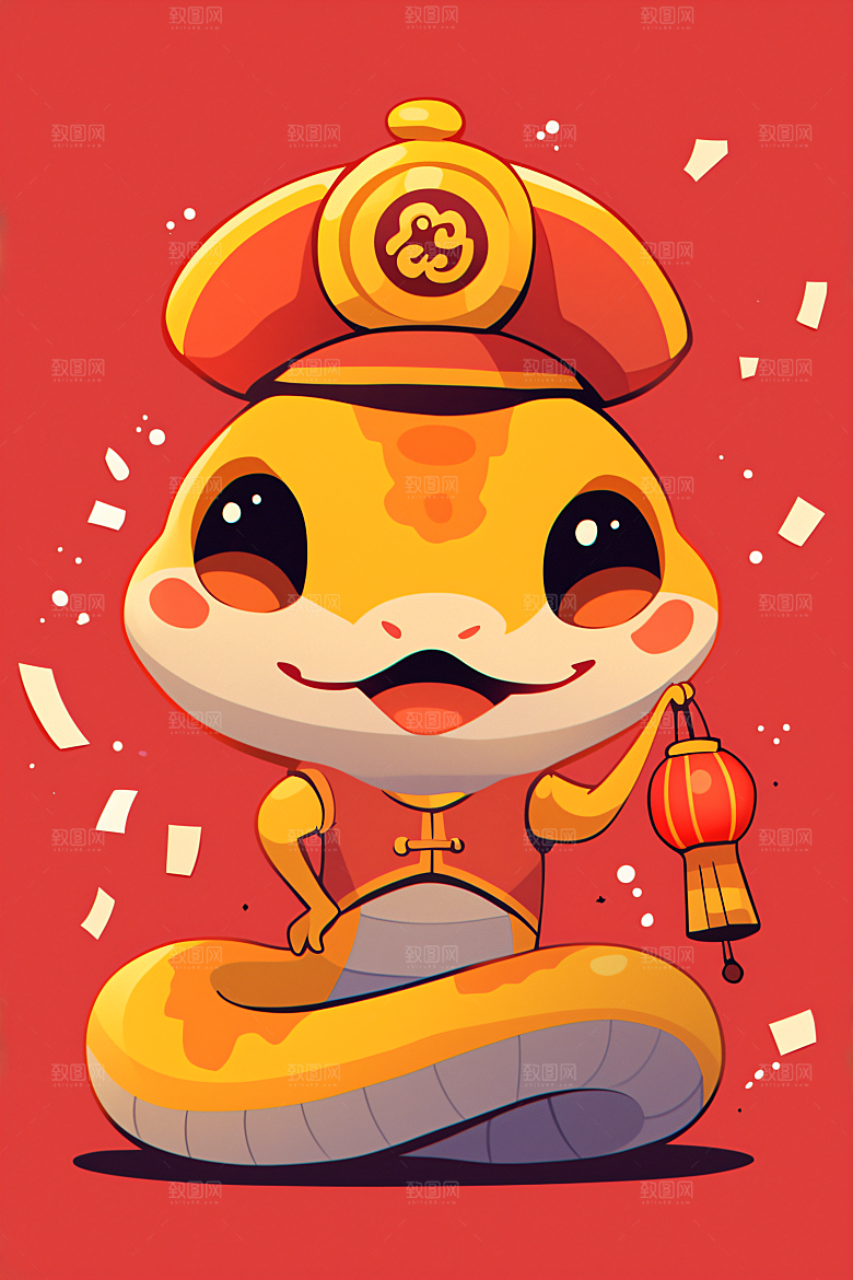 新年生肖蛇蛇拟人蛇年主题素材