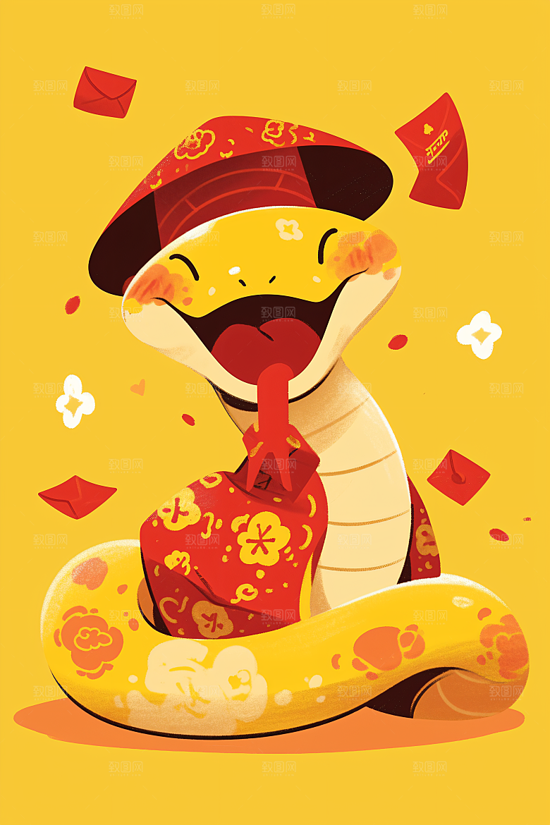 新年生肖蛇可爱插画素材