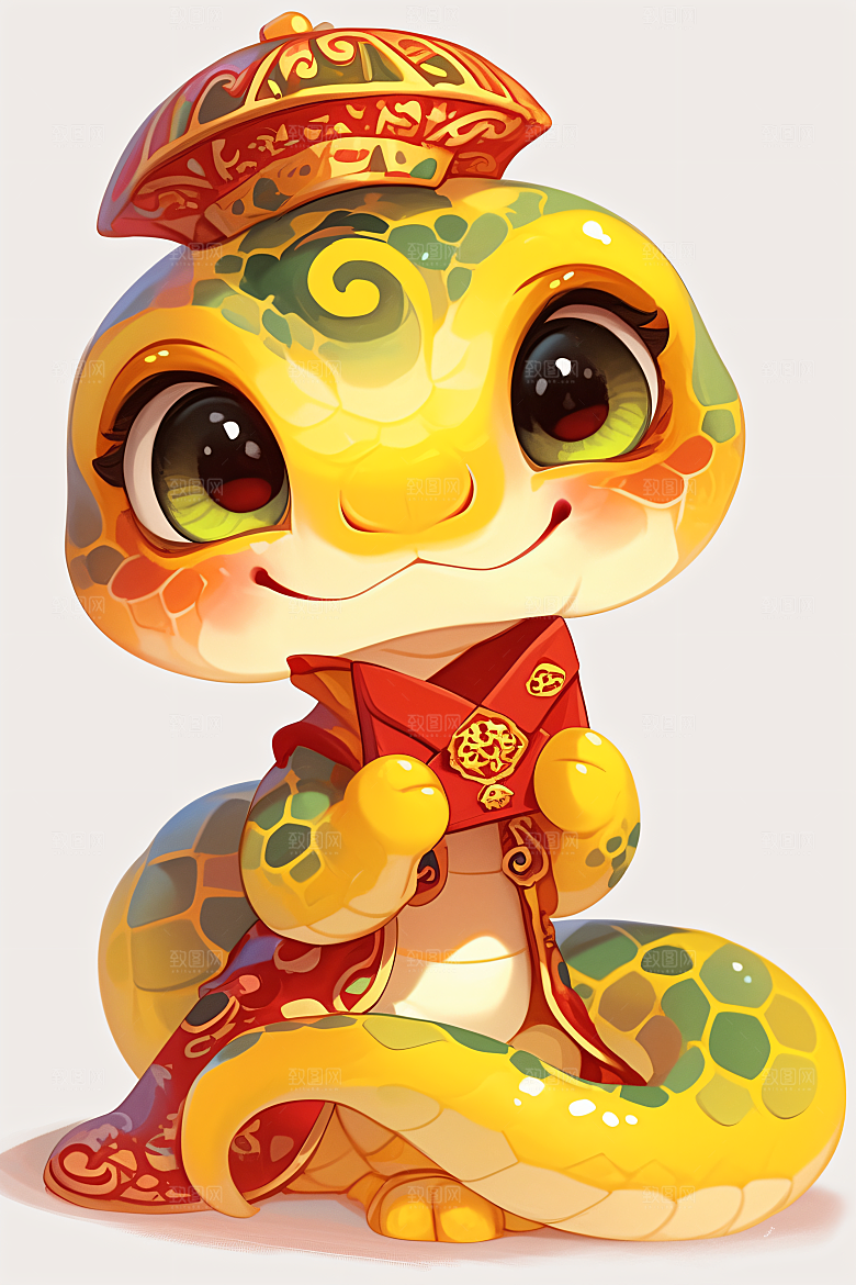 新年生肖蛇吉祥如意插画素材