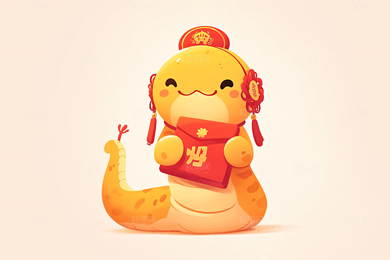 新年生肖蛇插画二十四生肖素材