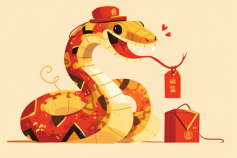 新年生肖蛇可爱卡通素材