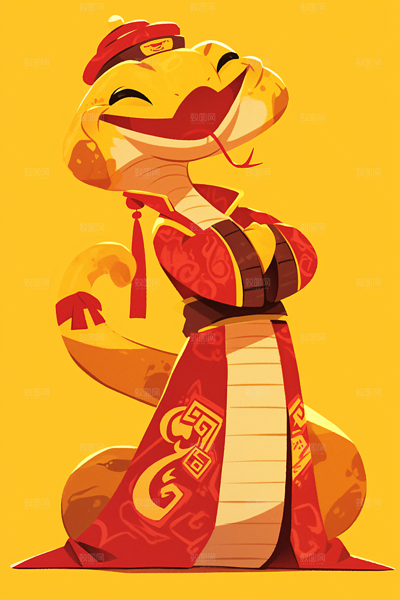 新年生肖蛇插画可爱素材