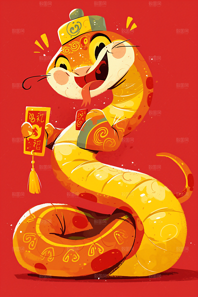 新年生肖蛇吉祥如意蛇拟人素材