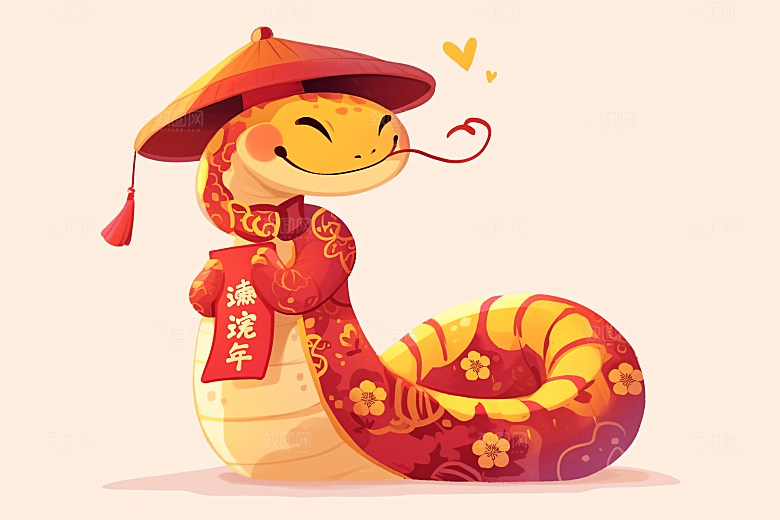 新年生肖蛇蛇年主题插画素材