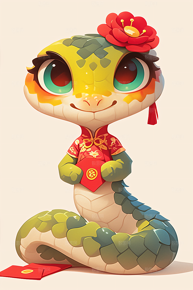 新年生肖蛇二十四生肖插画素材