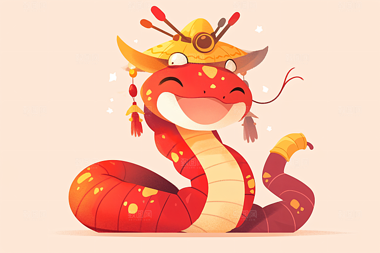 新年生肖蛇二十四生肖插画素材