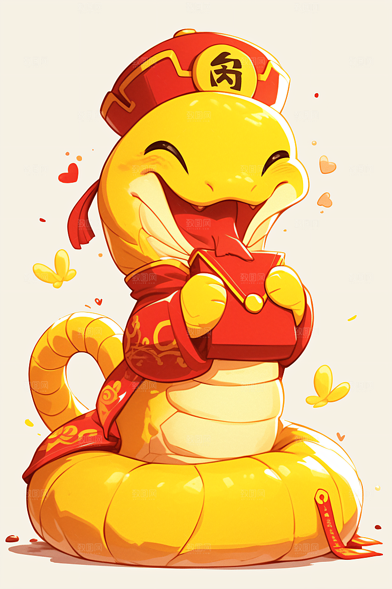 新年生肖蛇插画喜庆素材