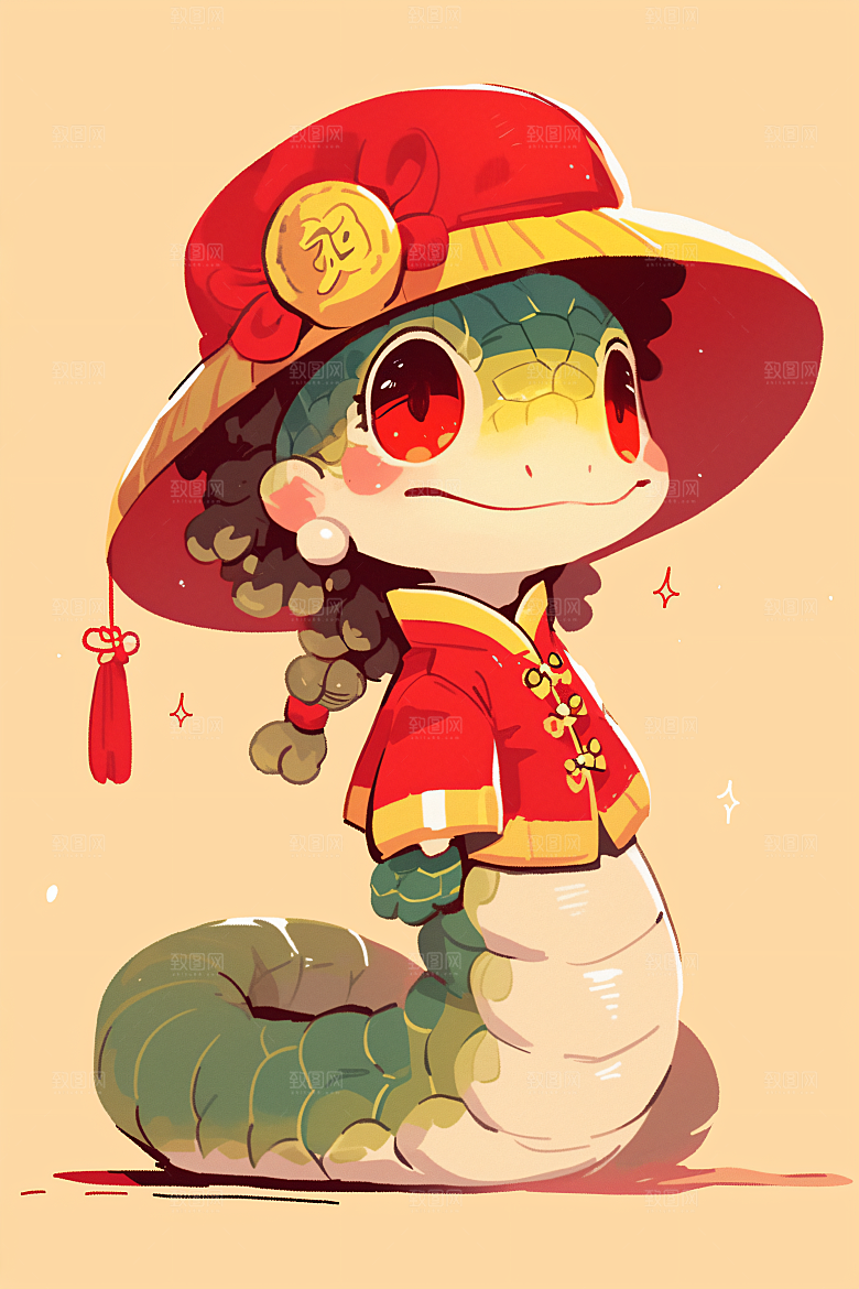 新年生肖蛇插画喜庆素材