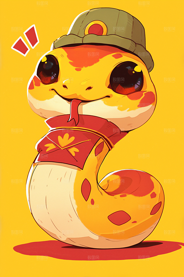 新年生肖蛇插画吉祥如意素材