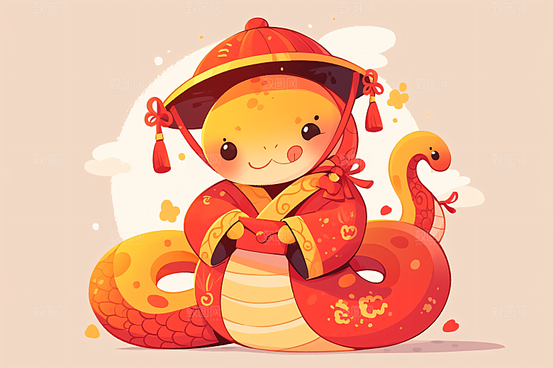 新年生肖蛇二十四生肖插画素材