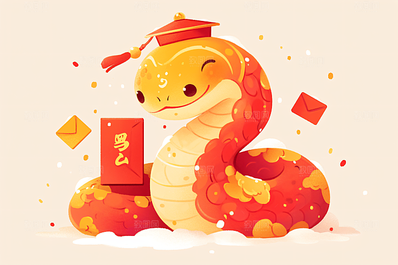 新年生肖蛇可爱过年素材