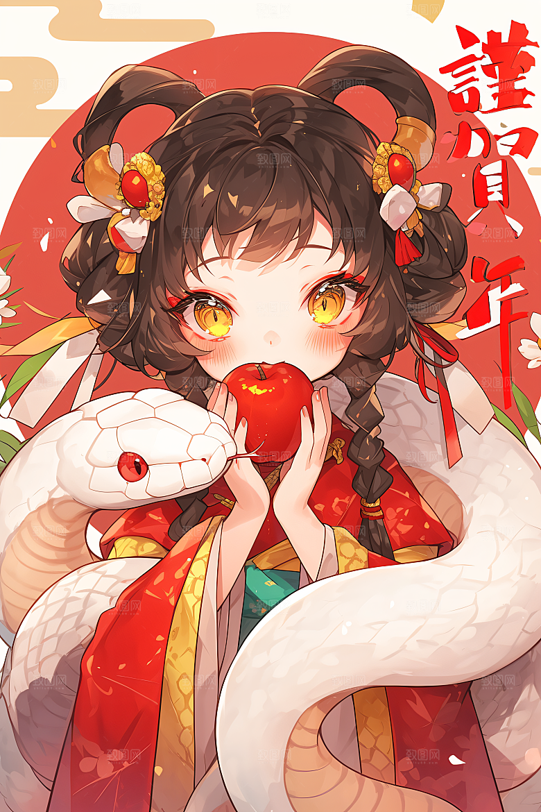新年生肖蛇二十四生肖可爱素材