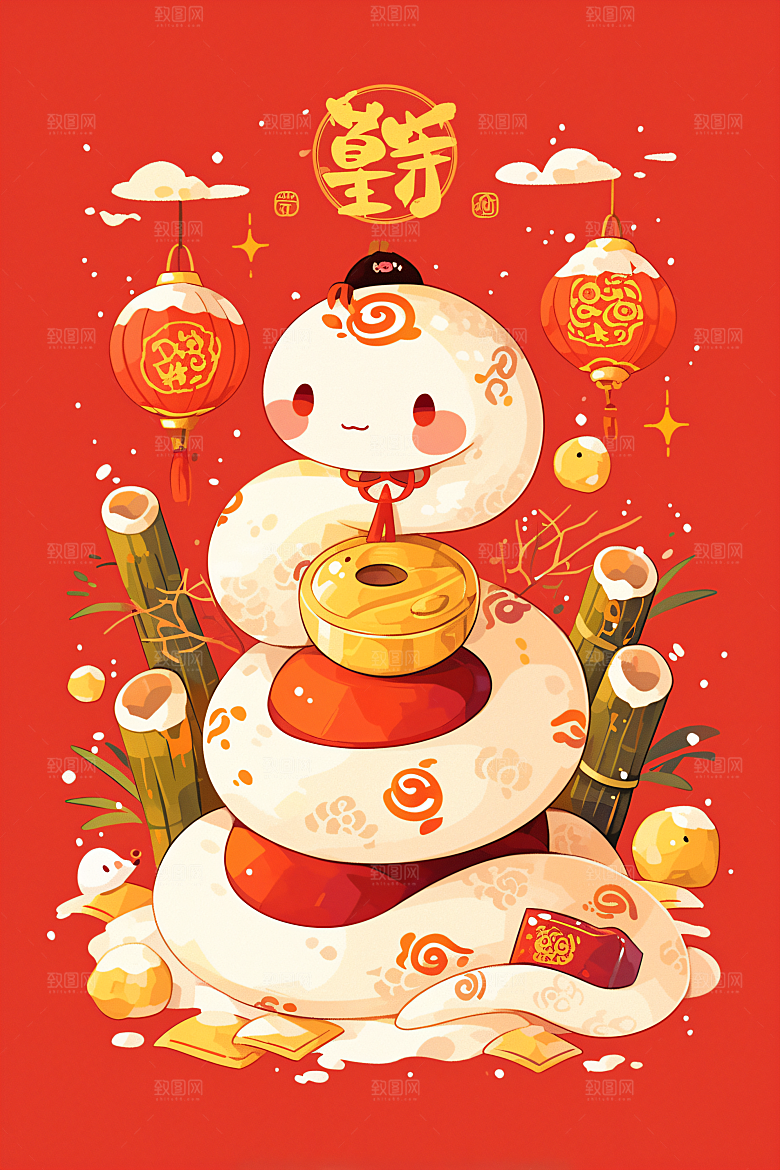 新年生肖蛇喜庆蛇年主题素材