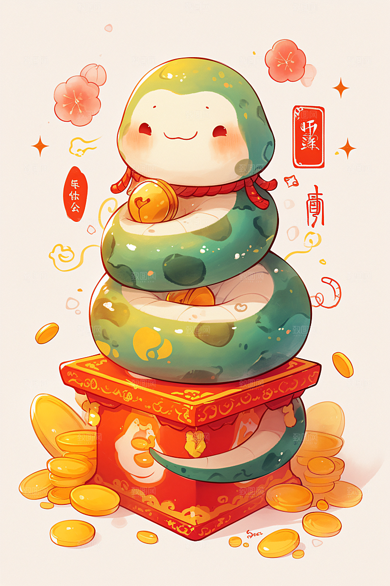 新年生肖蛇卡通春节素材