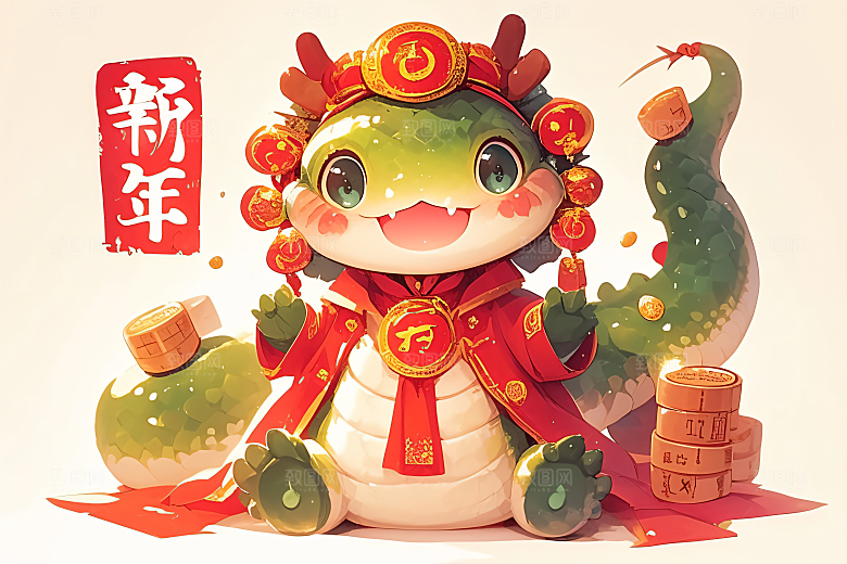 新年生肖蛇卡通蛇拟人素材
