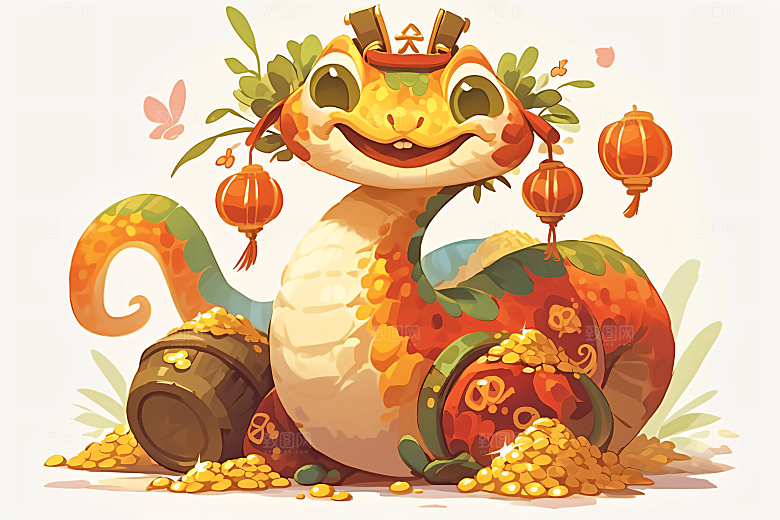 新年生肖蛇插画高清素材