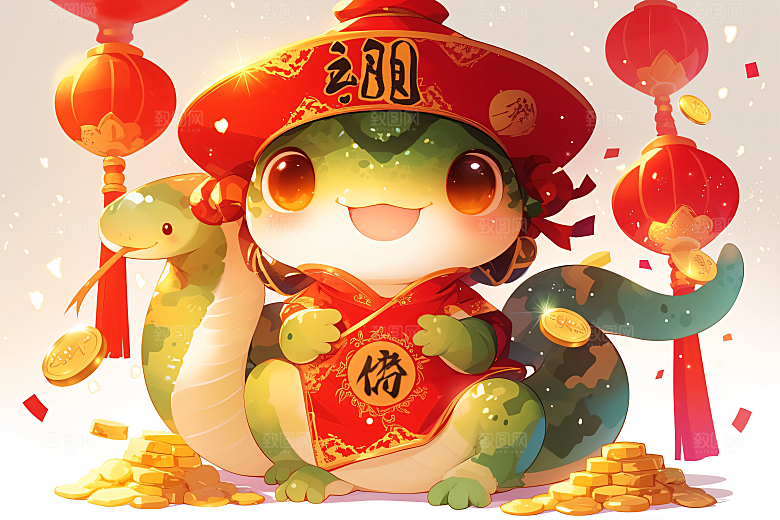新年生肖蛇吉祥如意卡通素材