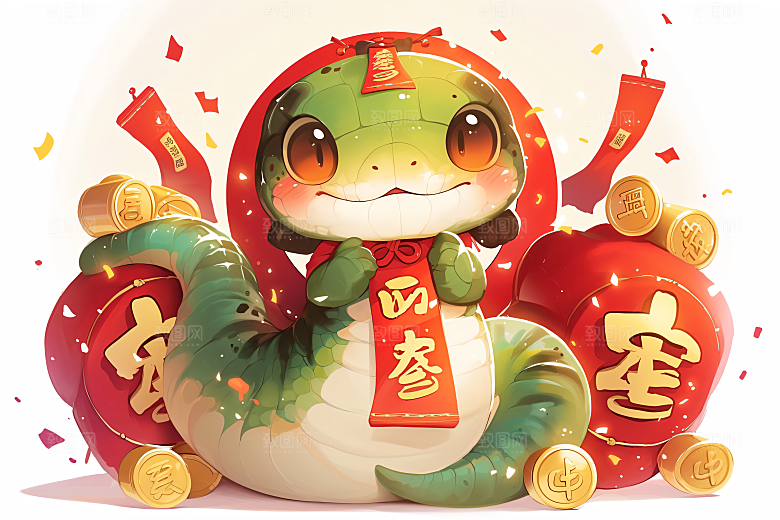 新年生肖蛇可爱插画素材
