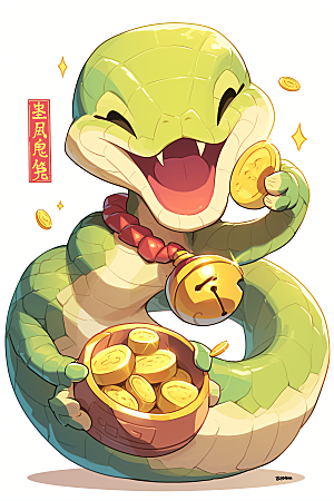 新年生肖蛇蛇年主题卡通素材