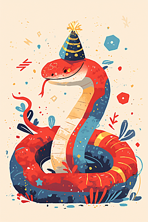 新年生肖蛇卡通蛇年主题素材