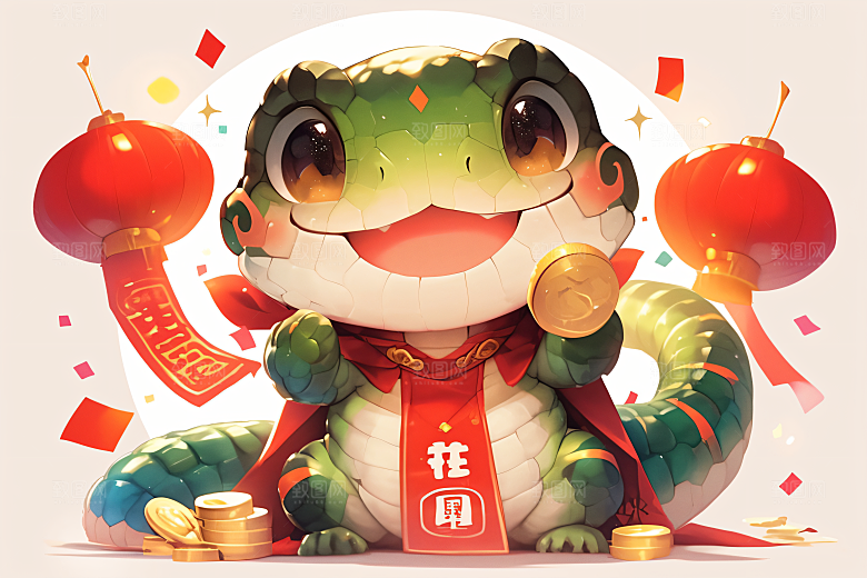 新年生肖蛇可爱卡通素材