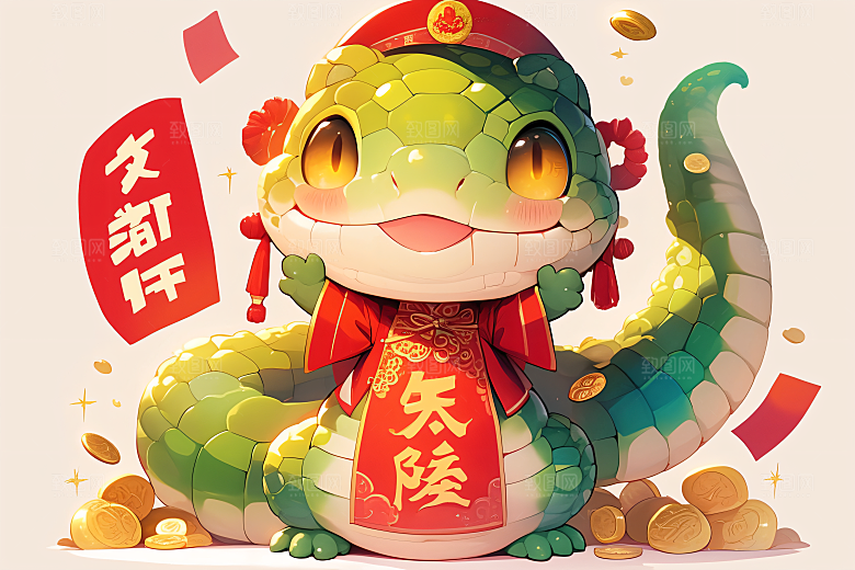 新年生肖蛇卡通二十四生肖素材