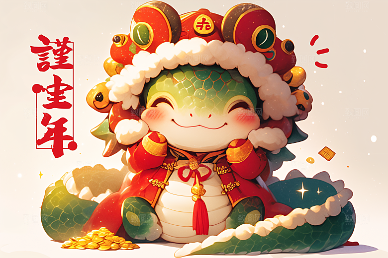 新年生肖蛇蛇年主题插画素材